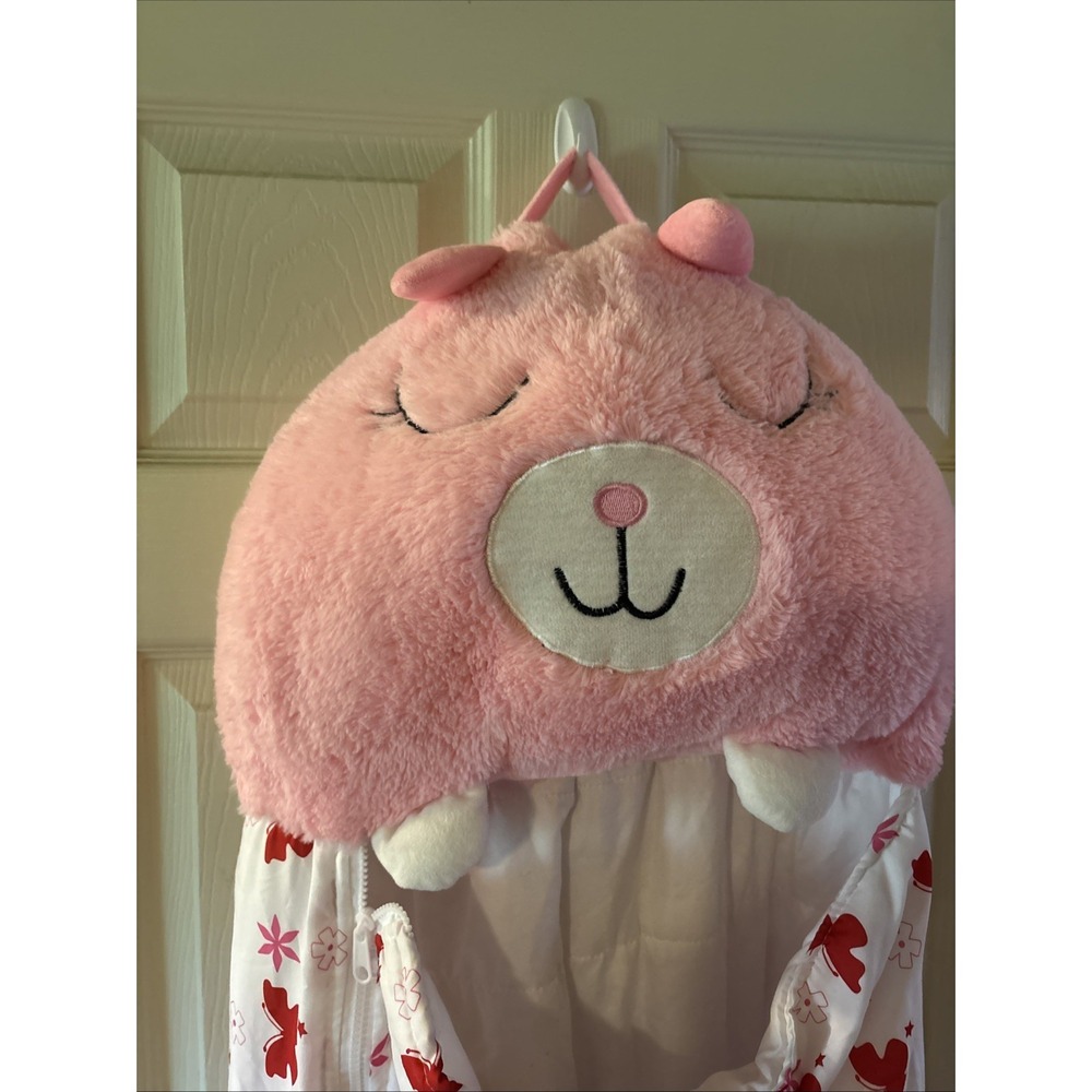 Happy Nappers Kids Sleeping Bag Pink Cat Plush Floral Butterfly Nap Sack - Picture 3 of 10